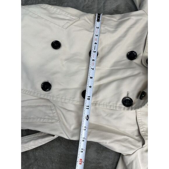 Coach Porcelain Solid Short Trench Coat Jacket Double Breasted S/P - Picture 13 of 16